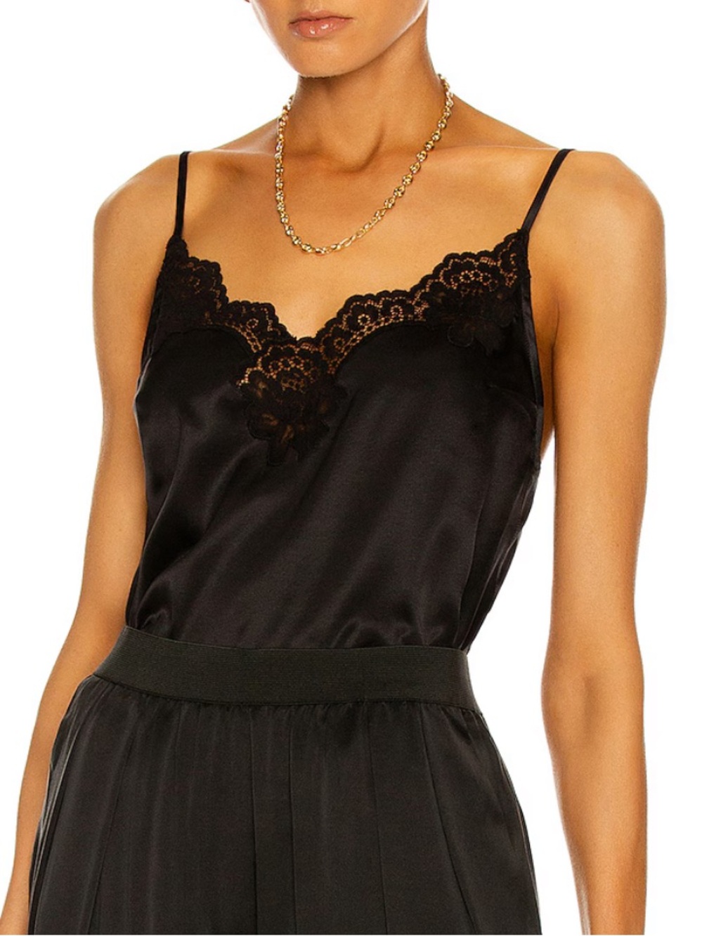 Fleur du Mal James Lace Trim Silk Cami
